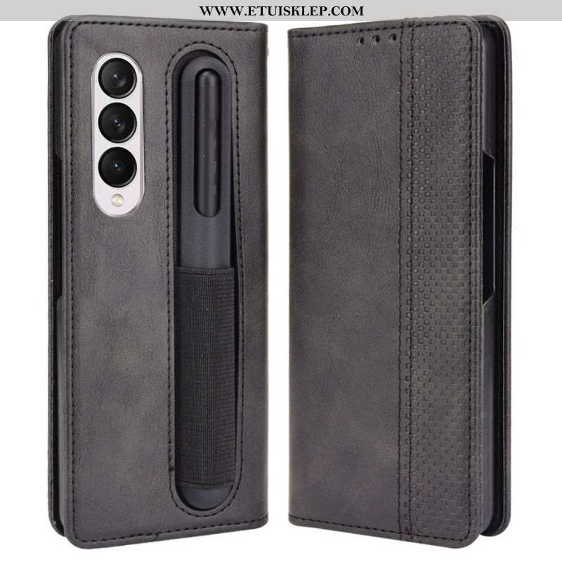 Etui Na Telefon do Samsung Galaxy Z Fold 4 Etui Folio Przechowywanie Długopisów W Stylu Retro